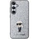 Samsung Galaxy S24+ Plus (SM-S926) Karl Lagerfeld Fixed Glitter Ikonik Logo Metal Pin Case Cover, Silver