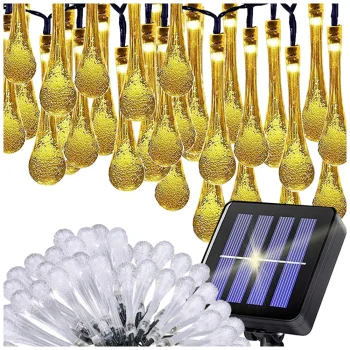 Solar LED Garden Garland with 50 Icicles, Warm Light