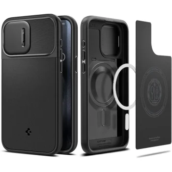 Spigen iPhone 15 Pro Max Case Optik Armor Mag, Black