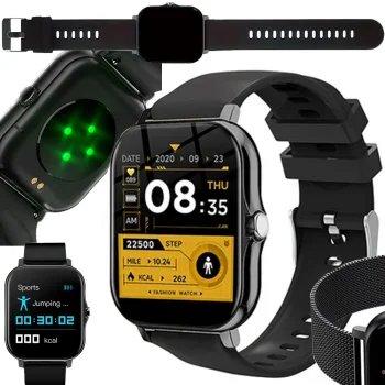 Smartwatch with Rubber Strap and Bluetooth Calling, Black