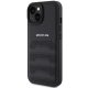 Mercedes iPhone 15 Plus / 14 Plus Case AMG Leather Debossed Lines, Black