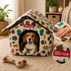 Dog and Cat House Bed with Removable Mat, Beige