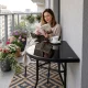 Semi-Circular Glass Balcony Table MultiGarden SC-090-1, Black