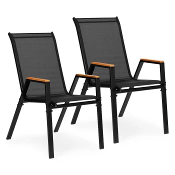 Set of 2 Garden Chairs MultiGarden Outdoor Patio Balcony, Black