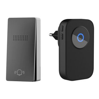 Wireless Kinetic Battery-Free Doorbell, Black