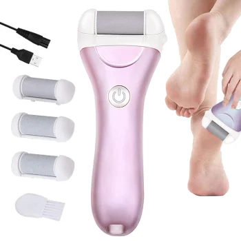 Electric Foot File with 3 Rollers and LCD Display, Pink