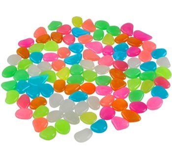 Glowing garden decorative stones, color mix