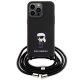 Karl Lagerfeld iPhone 15 Pro Max Case Crossbody Saffiano Monogram, Black