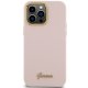 Guess iPhone 15 Pro Case Silicone Script Metal Logo & Frame, Pink