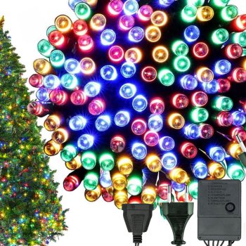 Indoor Christmas String Lights 200 LED with 8 Lighting Modes, Multicolor