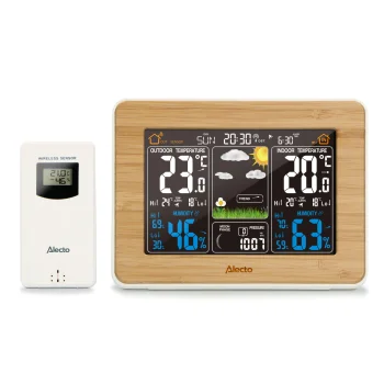 Alecto WS-1560 Weather Station with Wireless Sensor, Bamboo