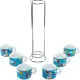 Bialetti Ciao Italia Porcelain Espresso Cup Set with Metal Stand, 6 Pieces, 75 ml