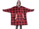 Oversized Hoodie Blanket with Hood and Giant Pocket, Red Plaid