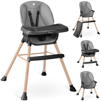 Nukido Tilo 3-in-1 Baby High Chair, grey-black
