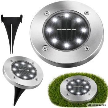 Saulės energija įkraunami sodo šviestuvai su 8 LED, 4 vnt.
