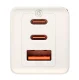 Wall Charger Baseus GaN5 2x USB-C + USB, 65W + 1m Cable, White