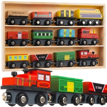 Kruzzel Wooden Magnetic Train Set, 12 Pieces