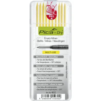 Pica DRY 4032 Marker Refill Leads 2.8 mm, 10 Pack, Yellow
