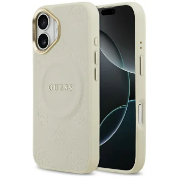 Guess Peony Hot Stamp MagSafe iPhone 17 Case - Beige