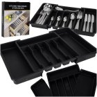 Expandable Cutlery Drawer Organizer, Adjustable Utensil Tray, Black