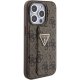 Guess iPhone 15 Pro Case Grip Stand 4G Triangle Strass, Brown