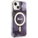 Guess iPhone 14 Case Golden Marble MagSafe, Purple