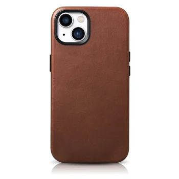 iCarer Leather Case for iPhone 14 Plus with MagSafe, Brown