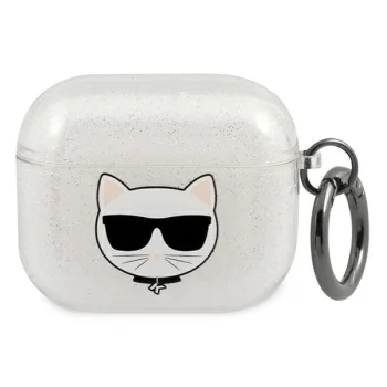 Karl Lagerfeld Glitter Choupette Case for AirPods 3, Silver