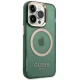 Guess iPhone 14 Pro Max Case Gold Outline Translucent MagSafe, Green