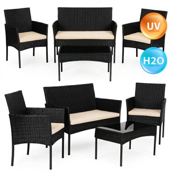 Polyrattan Garden Furniture Set 4-Piece MultiGarden, Black