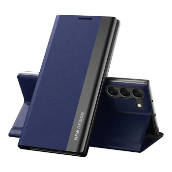 Atverčiamasis dėklas Samsung Galaxy S23+ Hurtel Sleep Case Pro su stovu, mėlynas