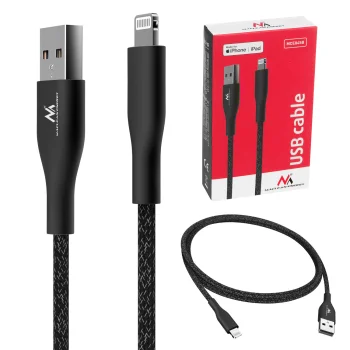 Maclean MCE845B USB to Apple 8-Pin Cable 2.4A 1m, Black