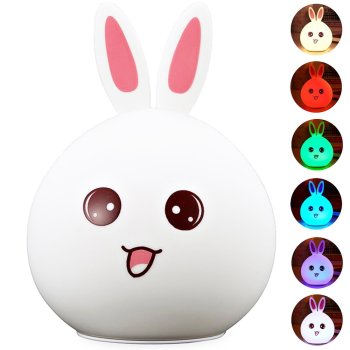 Battery Operated Kid's Silicone LED RGB Light Night Lamp, Bunny