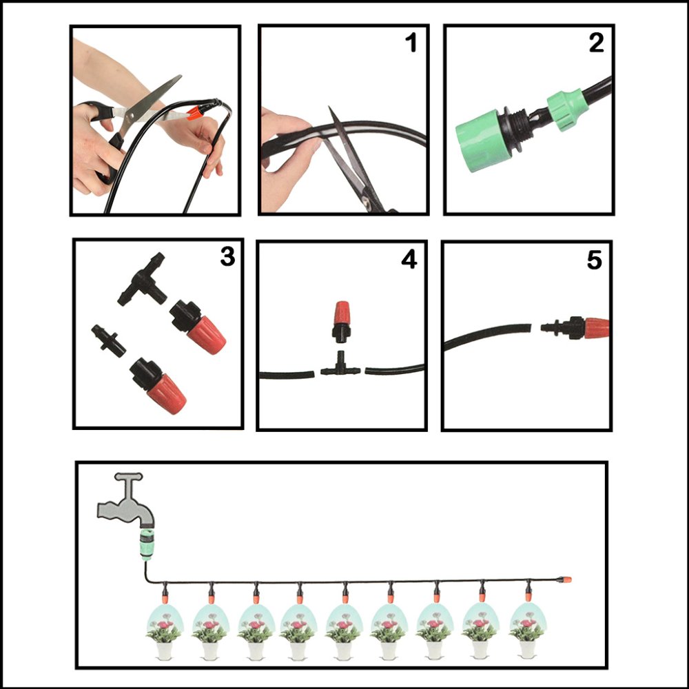 Garden misting irrigation system, 15 m, with adjustable nozzles (2)