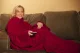 Warm Fleece Blanket with Sleeves 138x180cm, Red