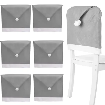 Christmas Chair Covers Santa Hat, 6 pcs, Grey