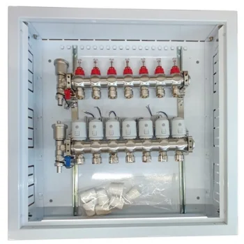 Underfloor Heating Manifold 7 Loops with NC AC230V Thermal Actuators & Flow Meters