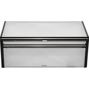 Brabantia Fall Front Bread Bin, 46.5 x 18.7 x 25 cm, Brilliant Steel