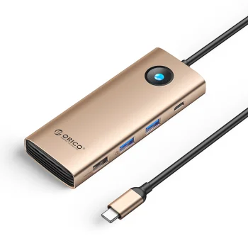 Dokavimo stotelė Orico PW11 8in1 USB-C HDMI 4K VGA RJ45 PD 100W, rožinio aukso