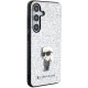 Samsung Galaxy S24+ Plus (SM-S926) Karl Lagerfeld Fixed Glitter Ikonik Logo Metal Pin Case Cover, Silver