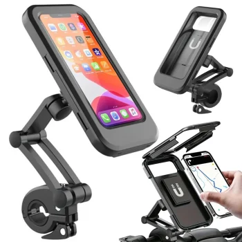 Waterproof Bicycle Phone Holder, 360° Rotation, Black