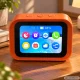 Smart desk clock with AI assistant and Bluetooth speaker, orange