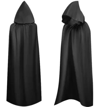 Malatec Long Hooded Cape for Halloween Costume 19547, Black