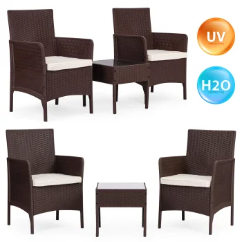 MultiGarden Garden Furniture Set, 2 Chairs and Table, Brown