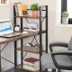 Wooden computer desk with metal shelf, loft style, brown/black