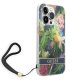 Guess Flower Strap iPhone 14 Pro Case with Wristlet, Blue