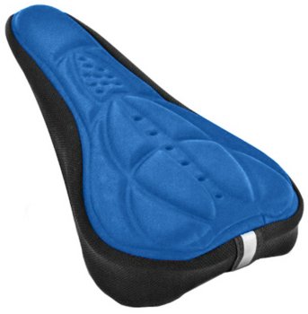Universal gel bike seat cover, black/blue