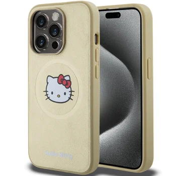 Hello Kitty iPhone 14 Pro Max Case Leather Kitty Head MagSafe, Gold