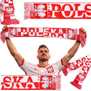 Poland Fan Scarf for Sports Matches Soft Double-Sided, White Red