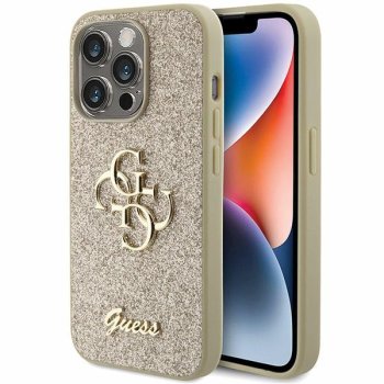 Apple iPhone 15 Pro 6.1'' Glitter Script Big 4G Case Cover, Gold